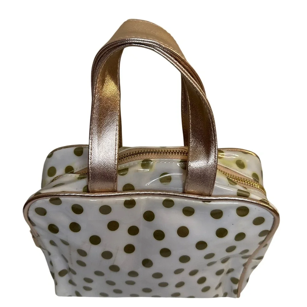 Clear Gold Polka‎ Dot Cosmetic Bag Tote Organizer Pouch Makeup Travel Toiletry